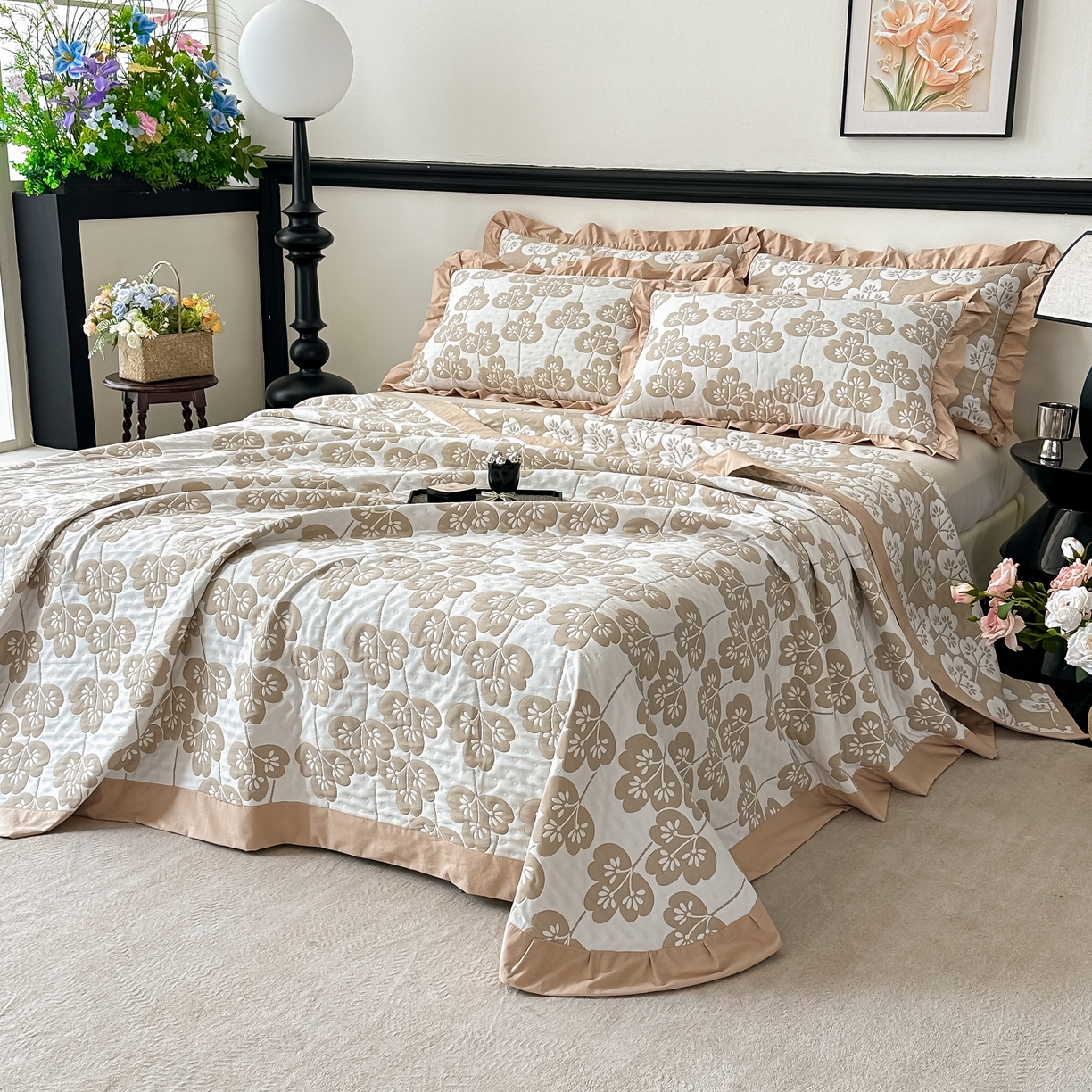 91家纺网 家纺一手货源 找家纺 （总）紫碧螺2025新款多层纱夏被床盖四件套