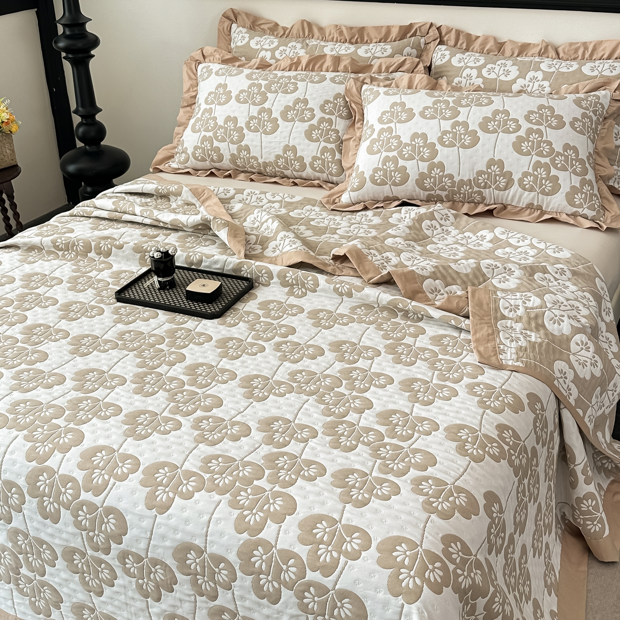 91家纺网 家纺一手货源 找家纺 （总）紫碧螺2025新款多层纱夏被床盖四件套