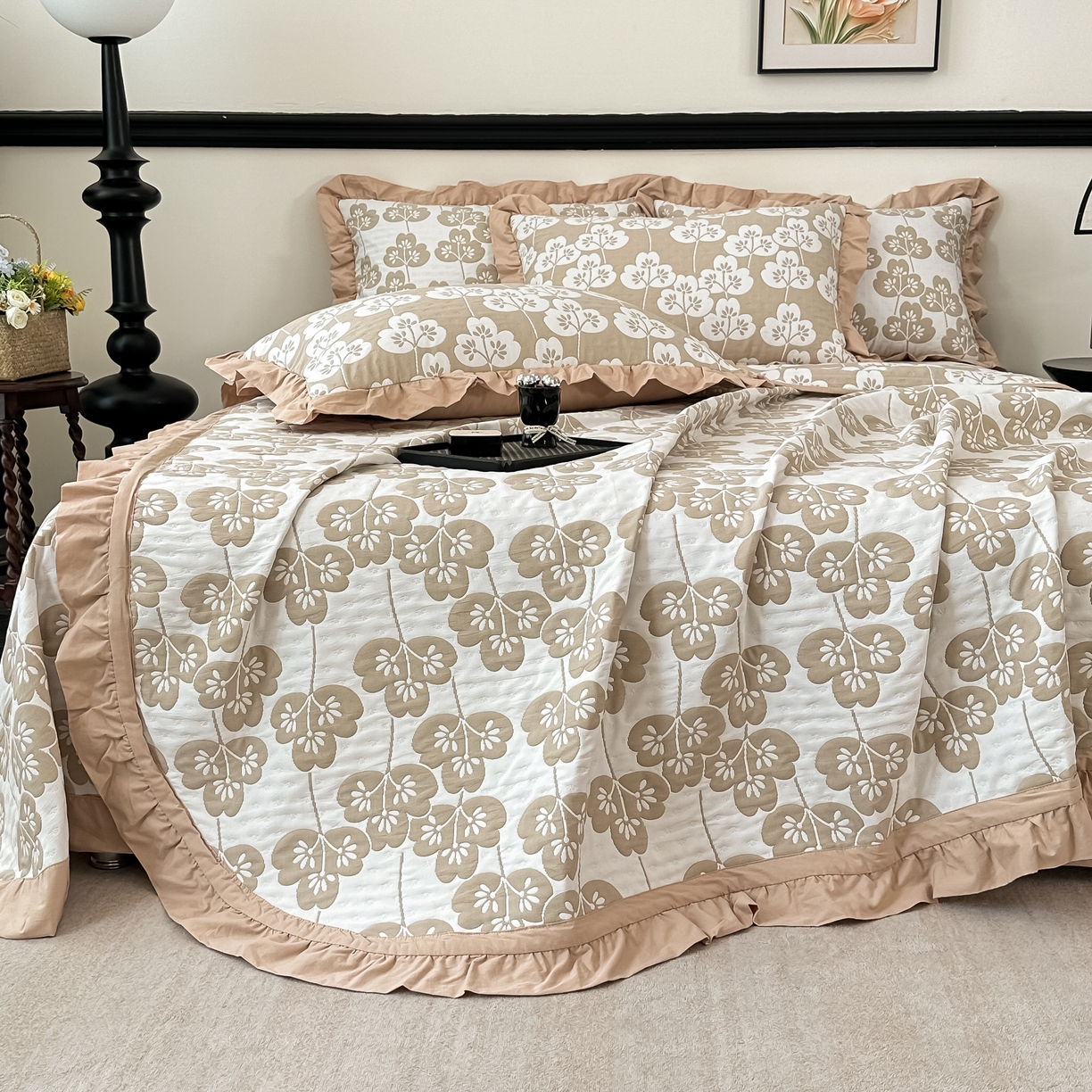 91家纺网 家纺一手货源 找家纺 （总）紫碧螺2025新款多层纱夏被床盖四件套