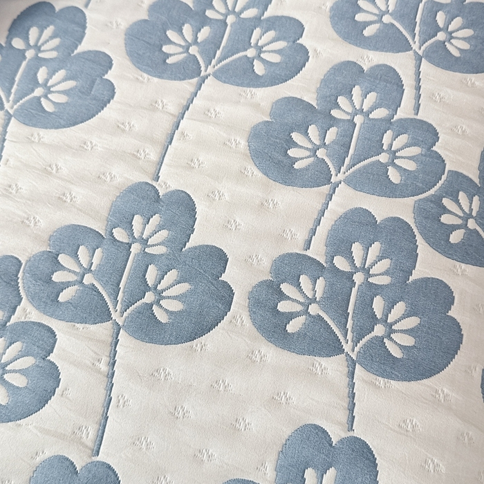 91家纺网 家纺一手货源 找家纺 紫碧螺2025新款多层纱夏被床盖四件套 淡蓝