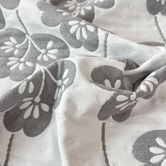 91家纺网 家纺一手货源 找家纺 紫碧螺2025新款多层纱夏被床盖四件套 浅灰