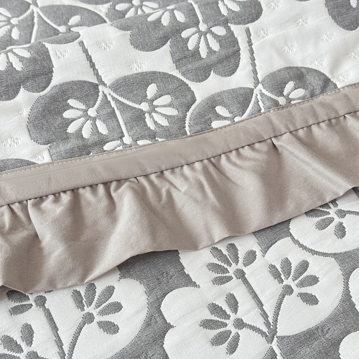 91家纺网 家纺一手货源 找家纺 紫碧螺2025新款多层纱夏被床盖四件套 浅灰