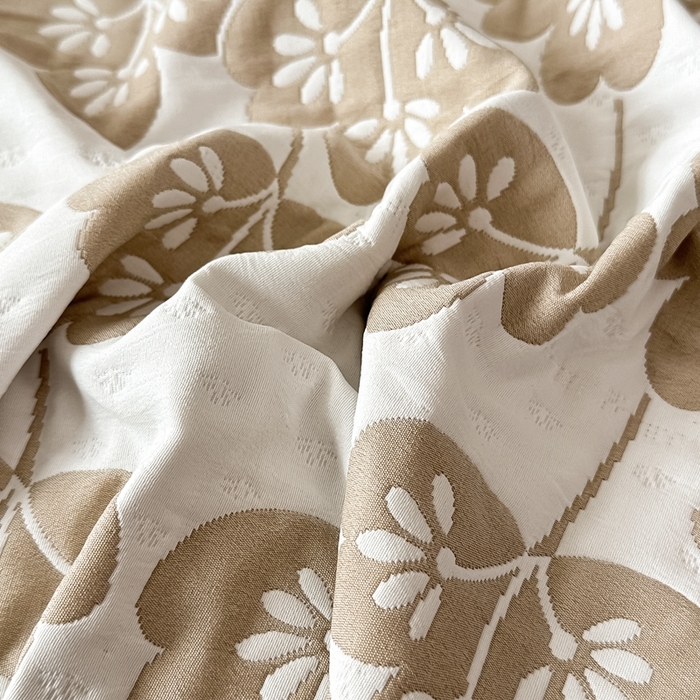 91家纺网 家纺一手货源 找家纺 紫碧螺2025新款多层纱夏被床盖四件套 浅驼