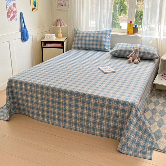 91家纺网 家纺一手货源 找家纺 （总）莱通2025新款原棉老粗布床单凉席床单枕套三件套【商家提供买家秀 】