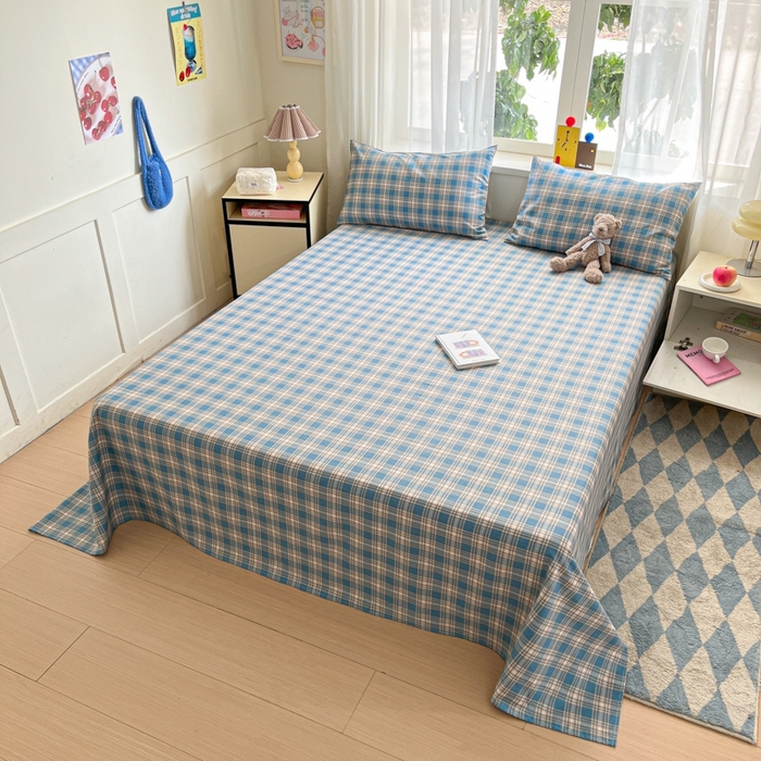 91家纺网 家纺一手货源 找家纺 （总）莱通2025新款原棉老粗布床单凉席床单枕套三件套【商家提供买家秀 】