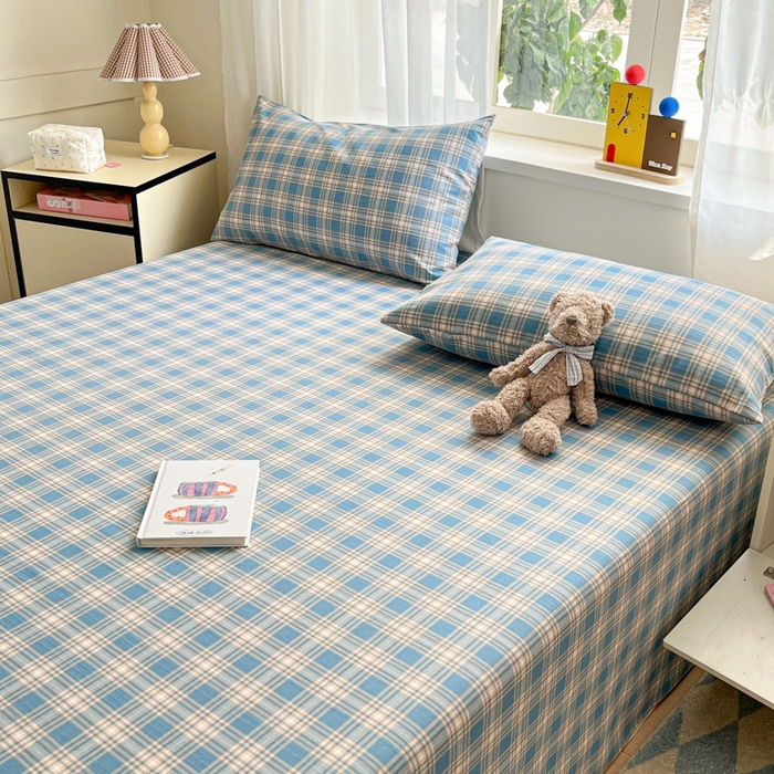 91家纺网 家纺一手货源 找家纺 （总）莱通2025新款原棉老粗布床单凉席床单枕套三件套【商家提供买家秀 】