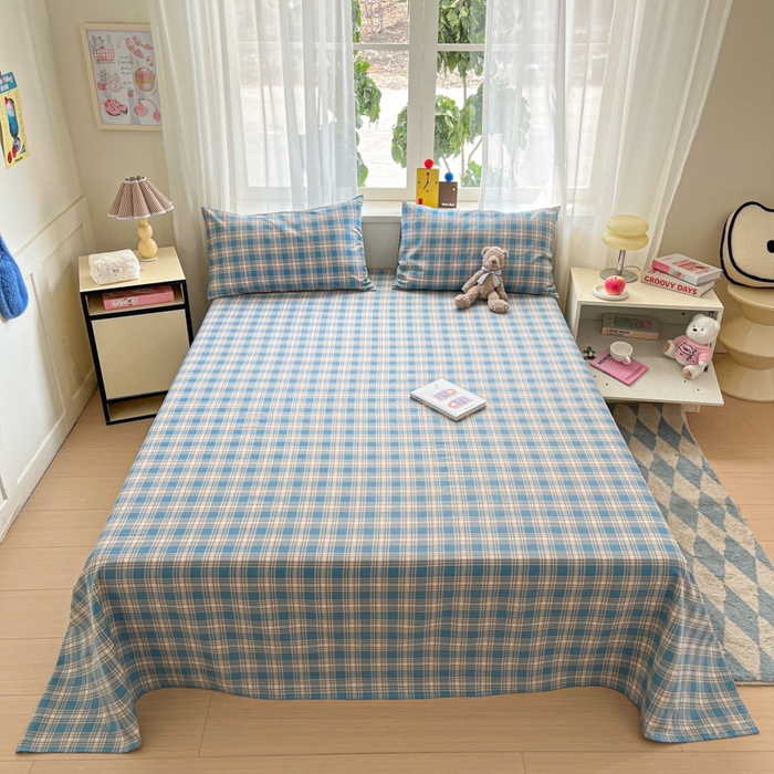 91家纺网 家纺一手货源 找家纺 （总）莱通2025新款原棉老粗布床单凉席床单枕套三件套【商家提供买家秀 】