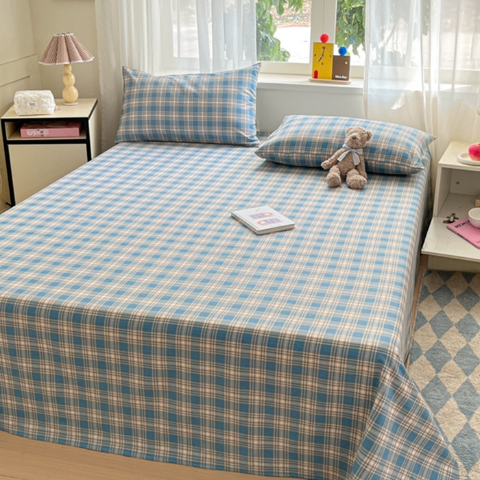 91家纺网 家纺一手货源 找家纺 （总）莱通2025新款原棉老粗布床单凉席床单枕套三件套【商家提供买家秀 】