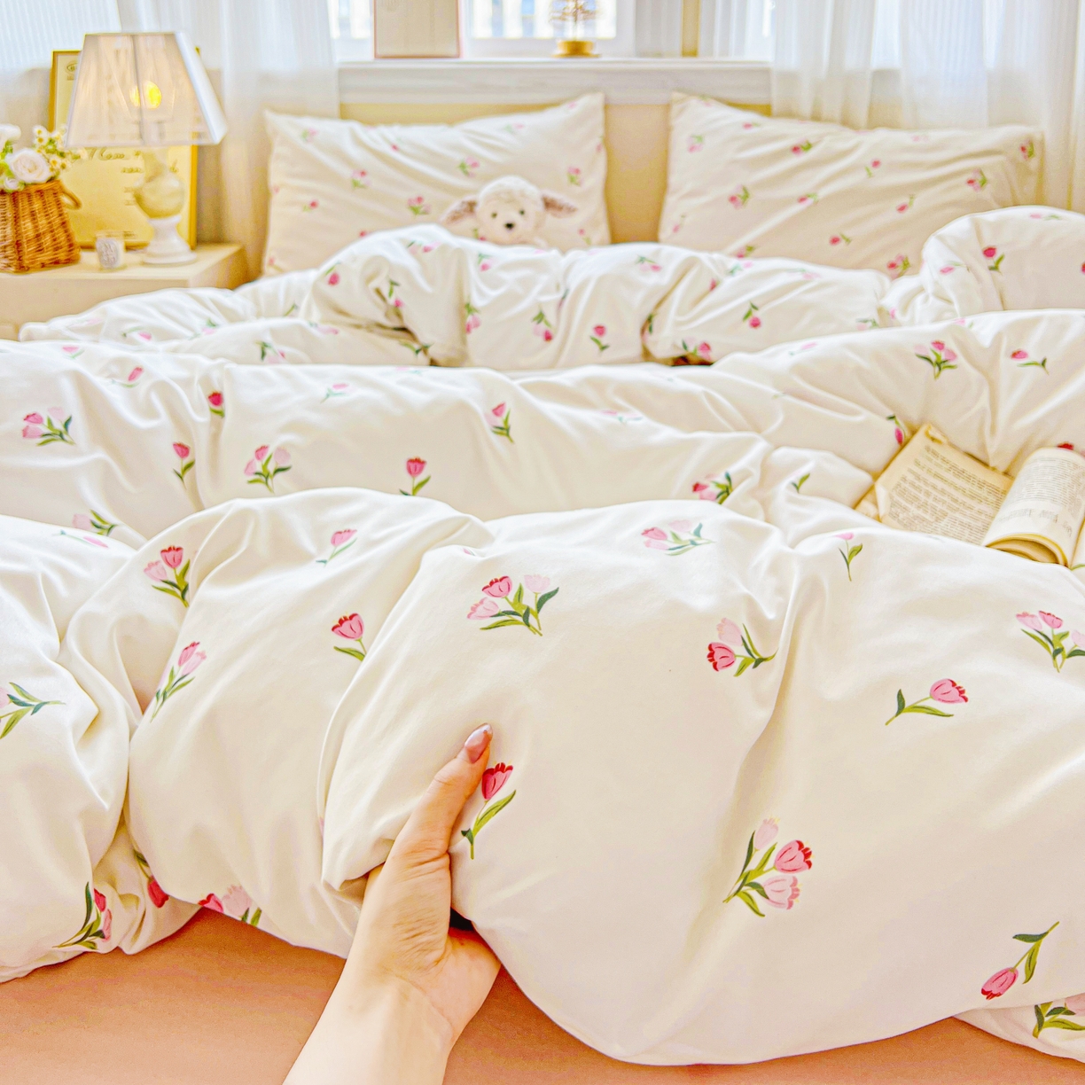 91家纺网 家纺一手货源 找家纺 （总）朵朵家纺2025直播云感床单款三四件套水洗简约风小碎花被套床笠三四件套