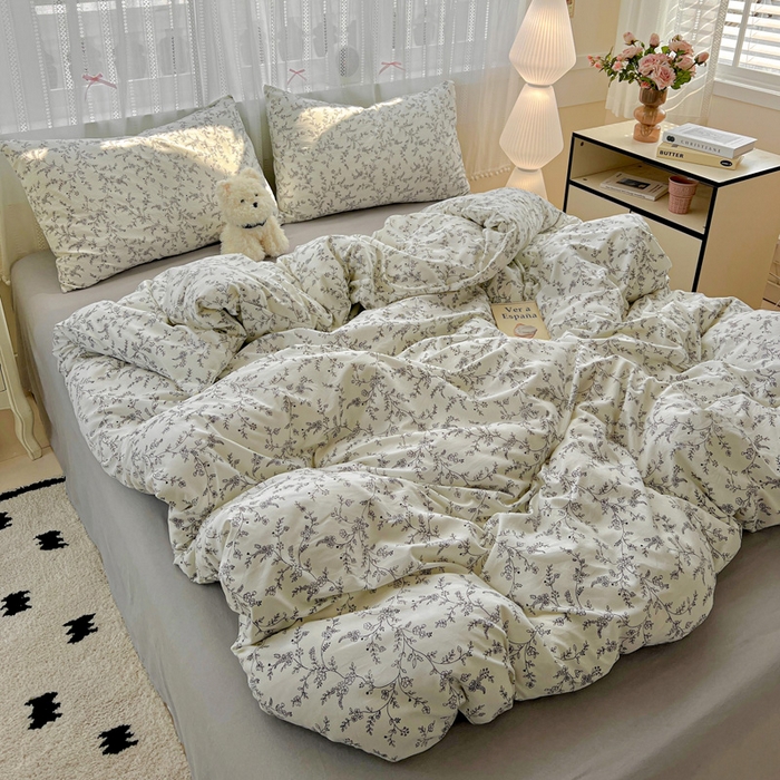 91家纺网 家纺一手货源 找家纺 （总）朵朵家纺2025直播云感床单款三四件套水洗简约风小碎花被套床笠三四件套