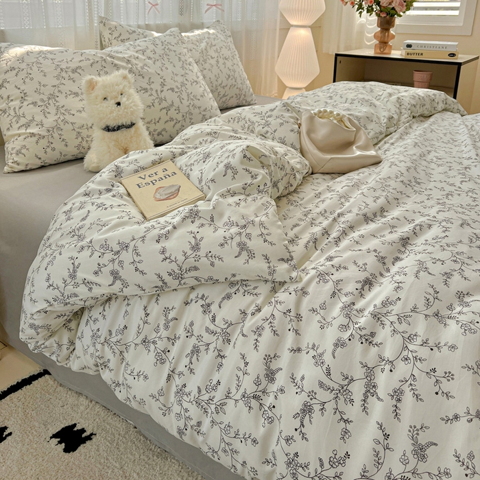 91家纺网 家纺一手货源 找家纺 （总）朵朵家纺2025直播云感床单款三四件套水洗简约风小碎花被套床笠三四件套