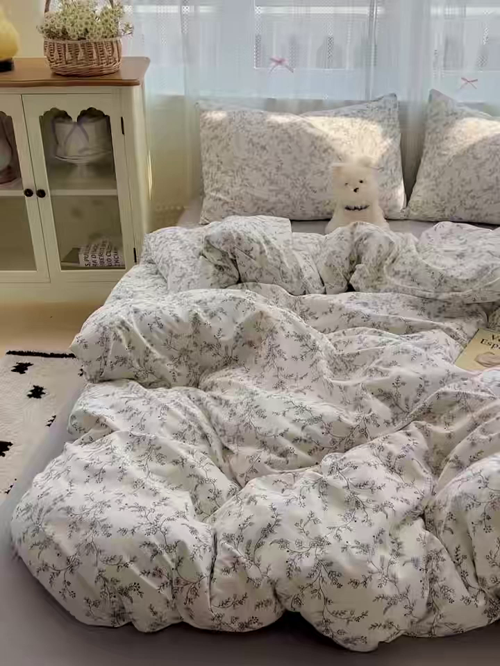 91家纺网 家纺一手货源 找家纺 （总）朵朵家纺2025直播云感床单款三四件套水洗简约风小碎花被套床笠三四件套