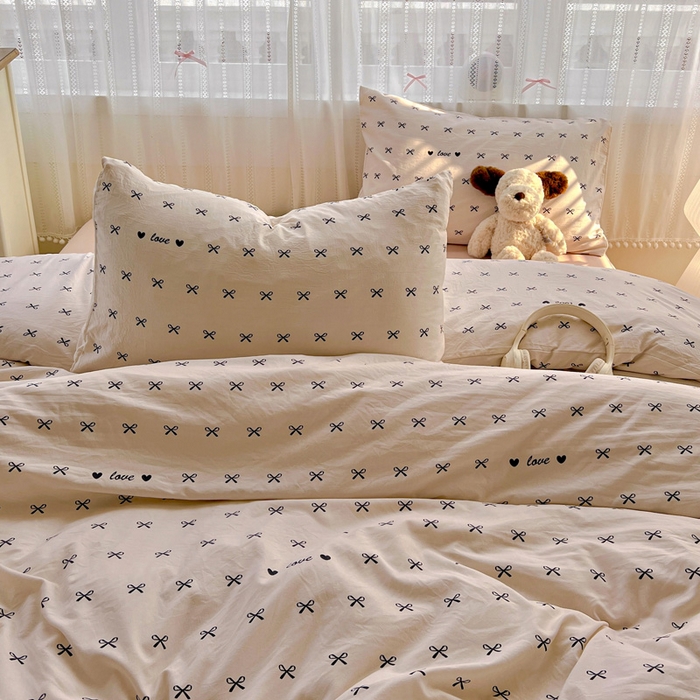 91家纺网 家纺一手货源 找家纺 朵朵家纺2025直播云感床单款三四件套水洗简约风小碎花被套床笠三四件套 蝴蝶结