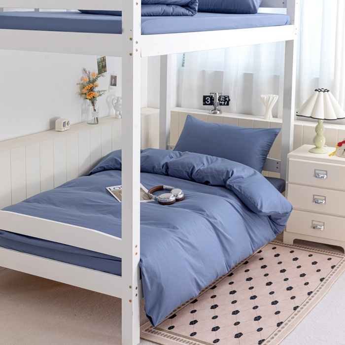 91家纺网 家纺一手货源 找家纺 禧缘（梦想家） 2025新款40s全棉13372纯色学生三件套 宾利蓝