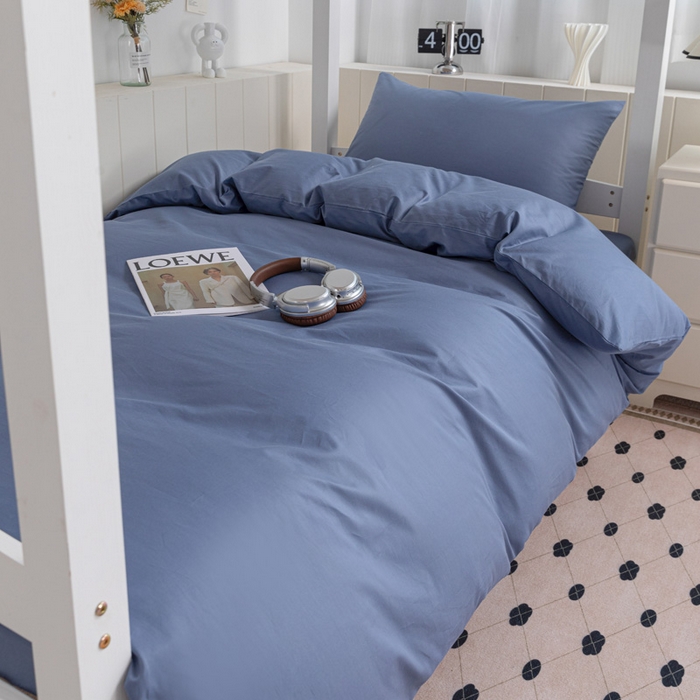 91家纺网 家纺一手货源 找家纺 禧缘（梦想家） 2025新款40s全棉13372纯色学生三件套 宾利蓝