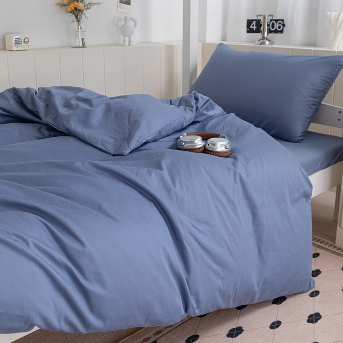 91家纺网 家纺一手货源 找家纺 禧缘（梦想家） 2025新款40s全棉13372纯色学生三件套 宾利蓝