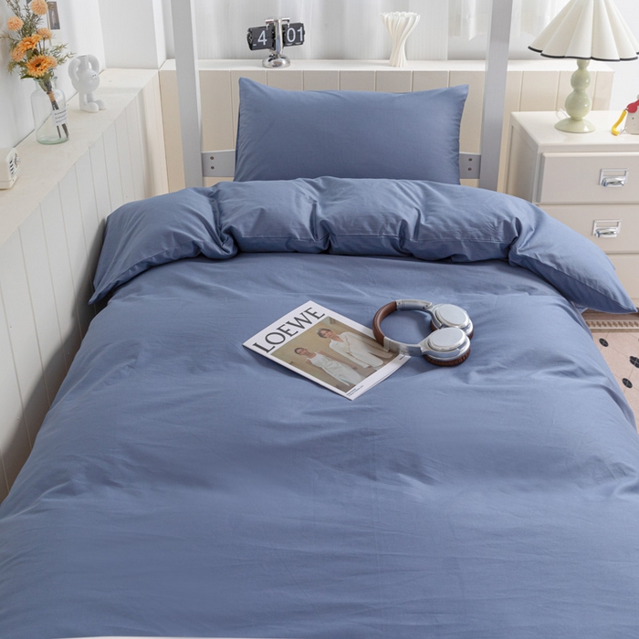 91家纺网 家纺一手货源 找家纺 禧缘（梦想家） 2025新款40s全棉13372纯色学生三件套 宾利蓝