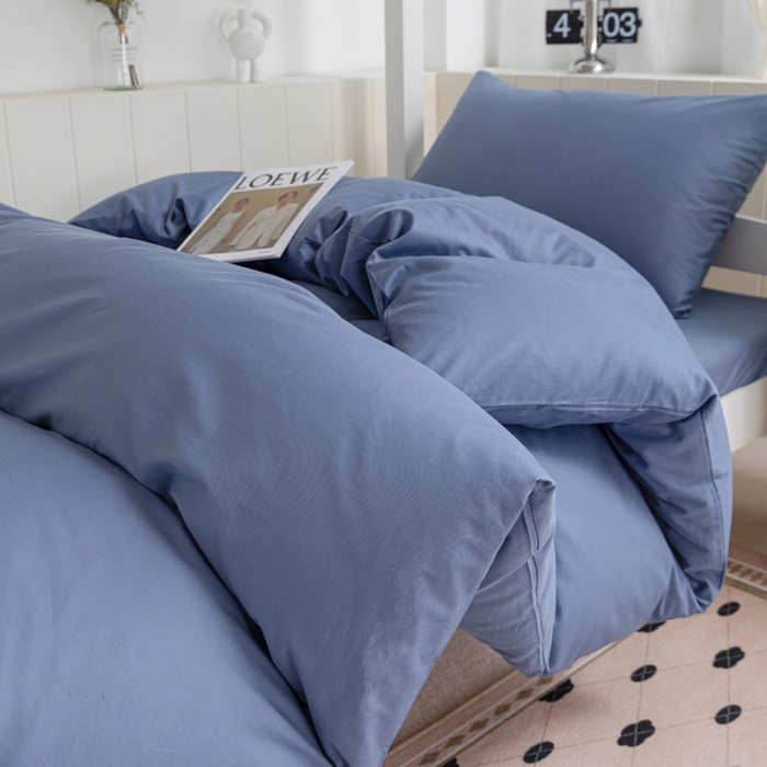 91家纺网 家纺一手货源 找家纺 禧缘（梦想家） 2025新款40s全棉13372纯色学生三件套 宾利蓝