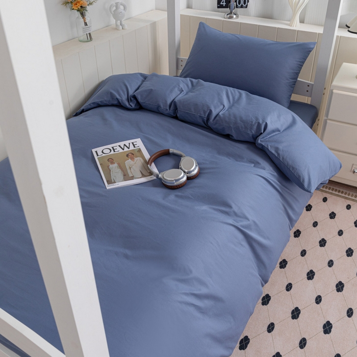 91家纺网 家纺一手货源 找家纺 禧缘（梦想家） 2025新款40s全棉13372纯色学生三件套 宾利蓝