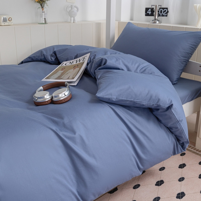 91家纺网 家纺一手货源 找家纺 禧缘（梦想家） 2025新款40s全棉13372纯色学生三件套 宾利蓝