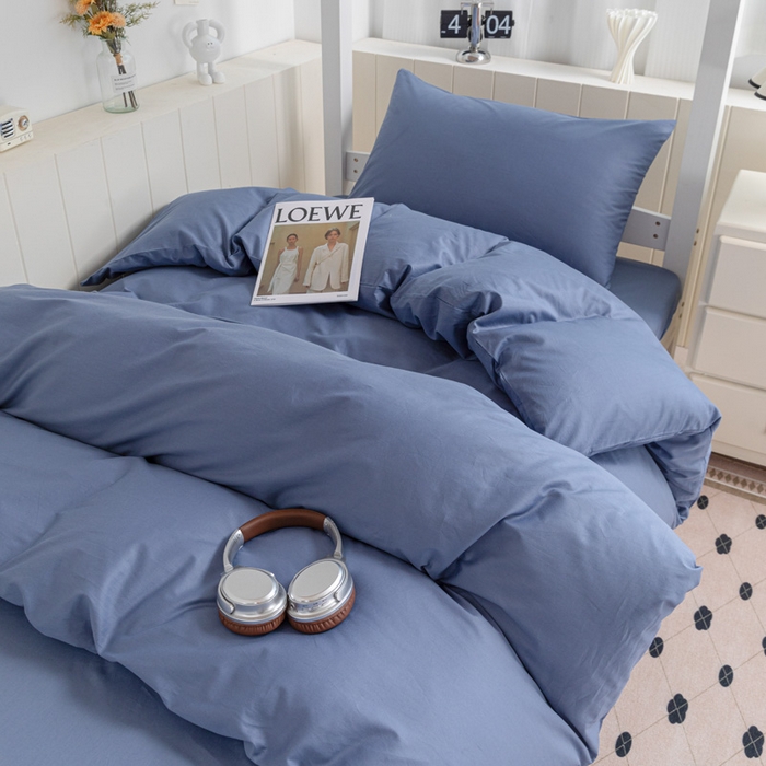 91家纺网 家纺一手货源 找家纺 禧缘（梦想家） 2025新款40s全棉13372纯色学生三件套 宾利蓝