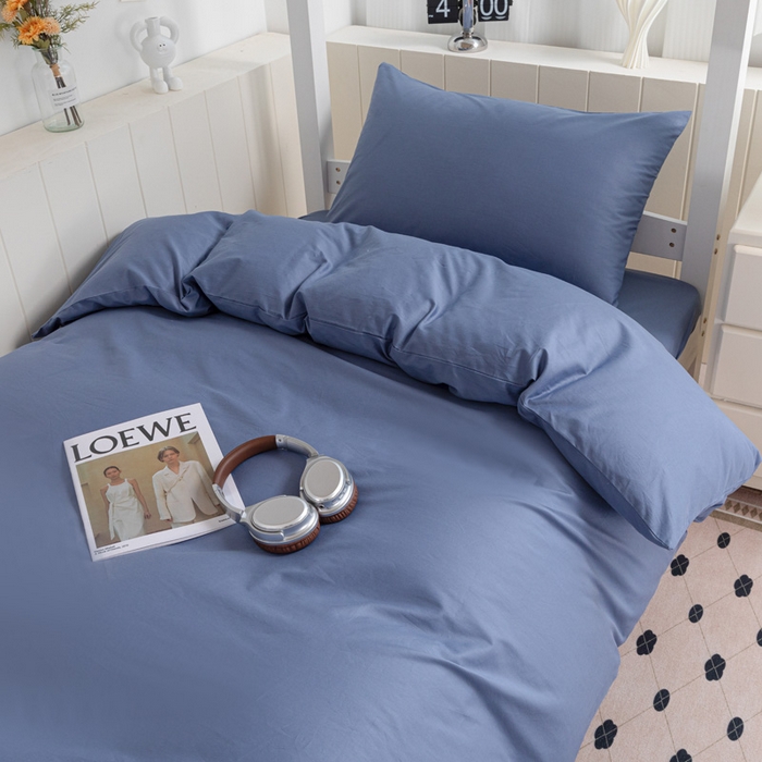 91家纺网 家纺一手货源 找家纺 禧缘（梦想家） 2025新款40s全棉13372纯色学生三件套 宾利蓝