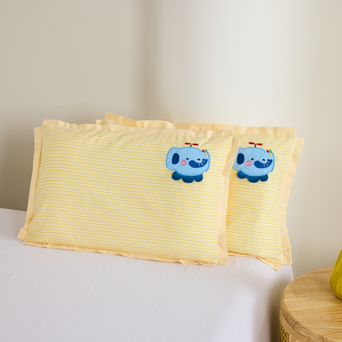 91家纺网 家纺一手货源 找家纺 昕科 2025新款亲肤舒适全棉纯棉萌趣决明子儿童枕枕头枕芯 黄嘟嘟小象 30x49cm/只