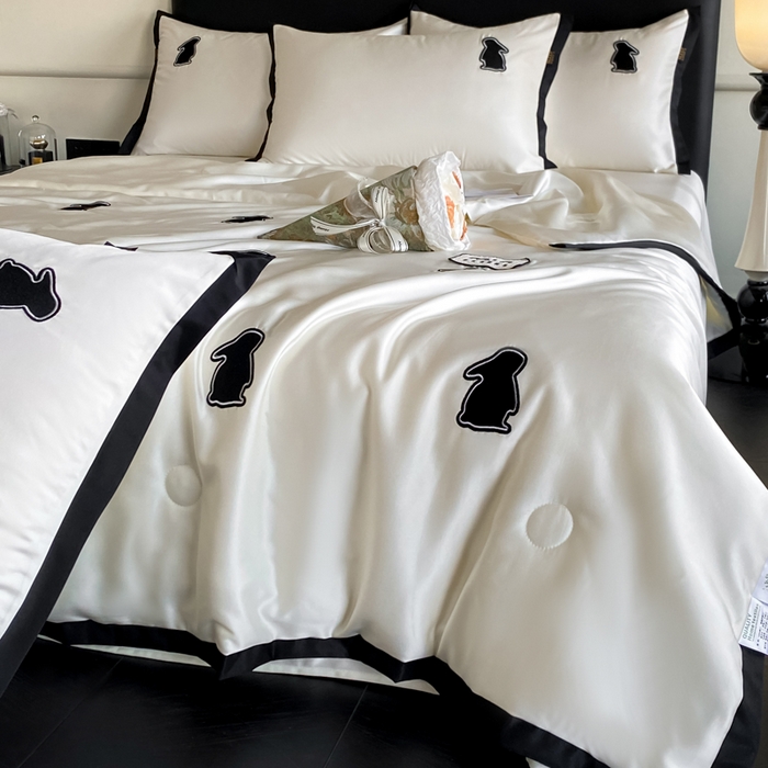 （总）红嘴企鹅 2025新款冰丝夏被夏凉被空调被四件套-浪漫兔