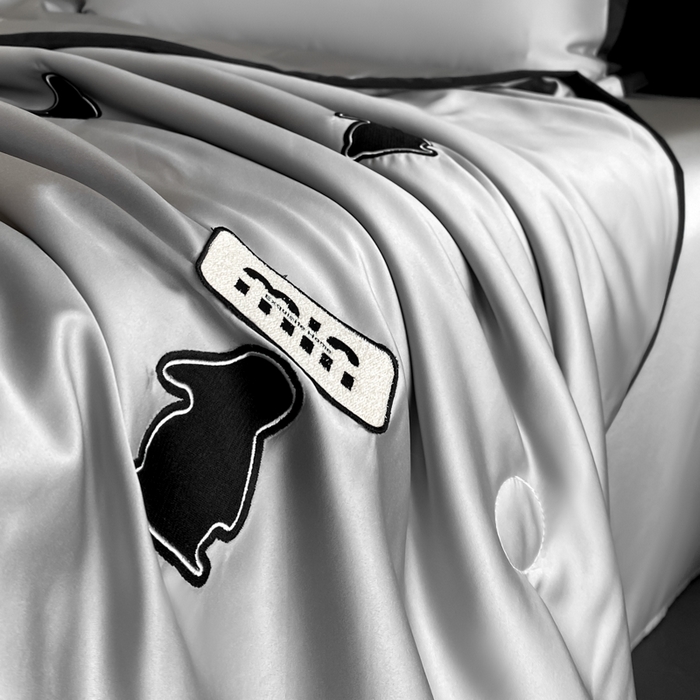 91家纺网 家纺一手货源 找家纺 红嘴企鹅 2025新款冰丝夏被夏凉被空调被四件套-浪漫兔 浪漫兔-深灰