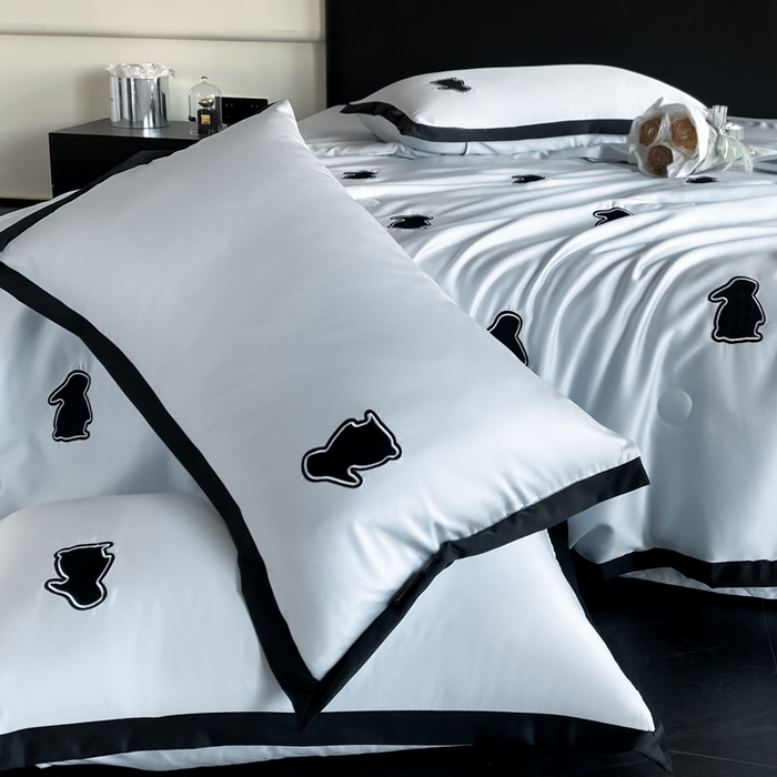 91家纺网 家纺一手货源 找家纺 红嘴企鹅 2025新款冰丝夏被夏凉被空调被四件套-浪漫兔 浪漫兔-蓝色