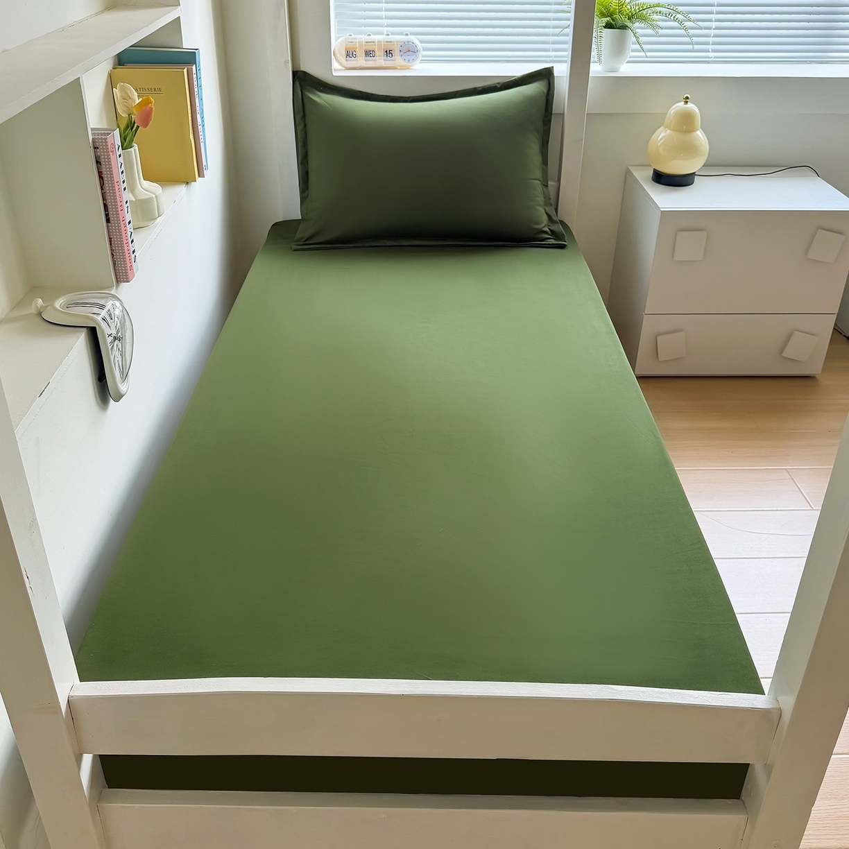 91家纺网 家纺一手货源 找家纺 （总）茗婷家纺 2025供外贸跨境纯色床单笠学生三件套上下铺三件套军训宿舍医院养老院