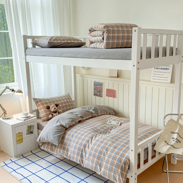 91家纺网 家纺一手货源 找家纺 （总）玖弘家居 2025新款全棉纯棉色织水洗棉学生宿舍三件套四件套上下铺三件套学生床套床垫套保护套