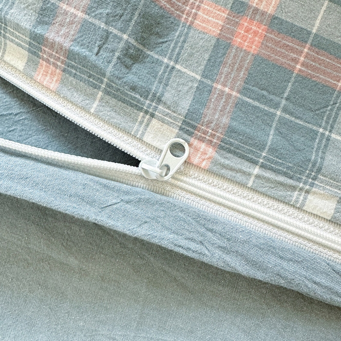 91家纺网 家纺一手货源 找家纺 玖弘家居 2025新款全棉纯棉色织水洗棉学生宿舍三件套四件套上下铺三件套映像格蓝