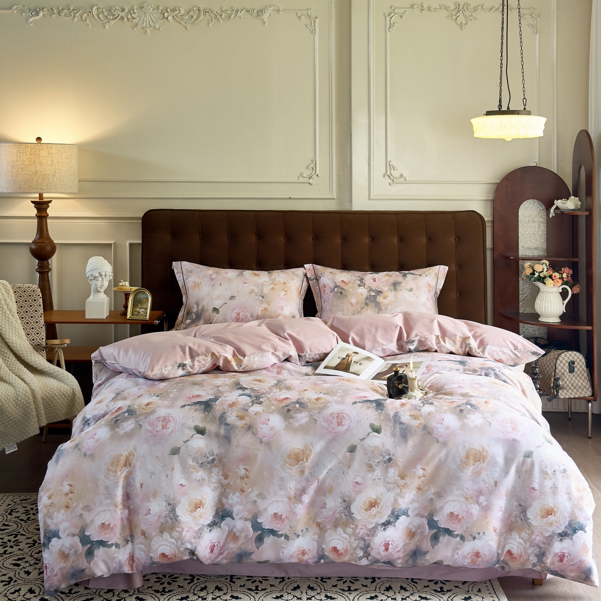 91家纺网 家纺一手货源 找家纺 由丽家纺 2025新款亲肤舒适全棉纯棉臻棉数码印花四件套系列 繁花似锦