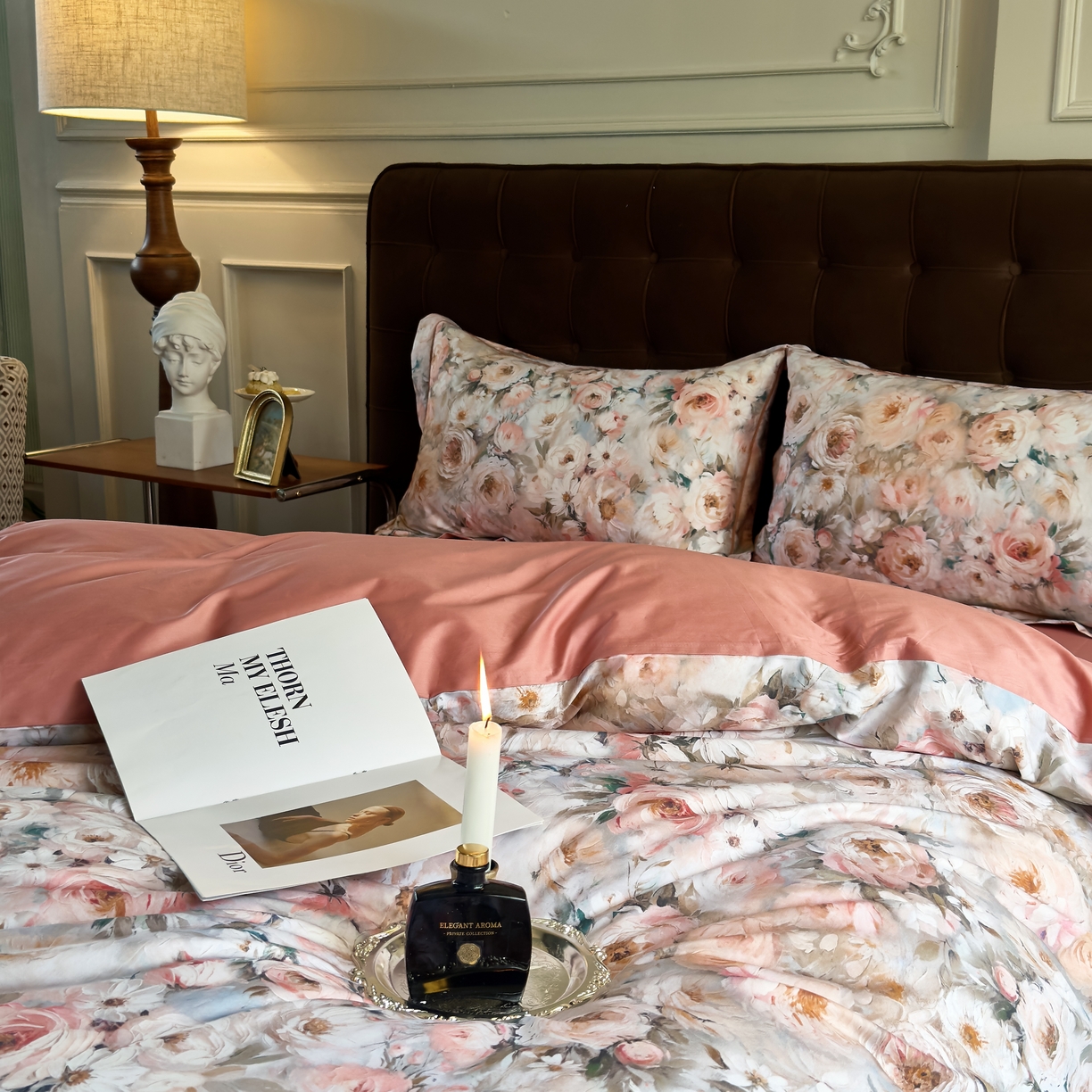 91家纺网 家纺一手货源 找家纺 由丽家纺 2025新款亲肤舒适全棉纯棉臻棉数码印花四件套系列 感棉-粉