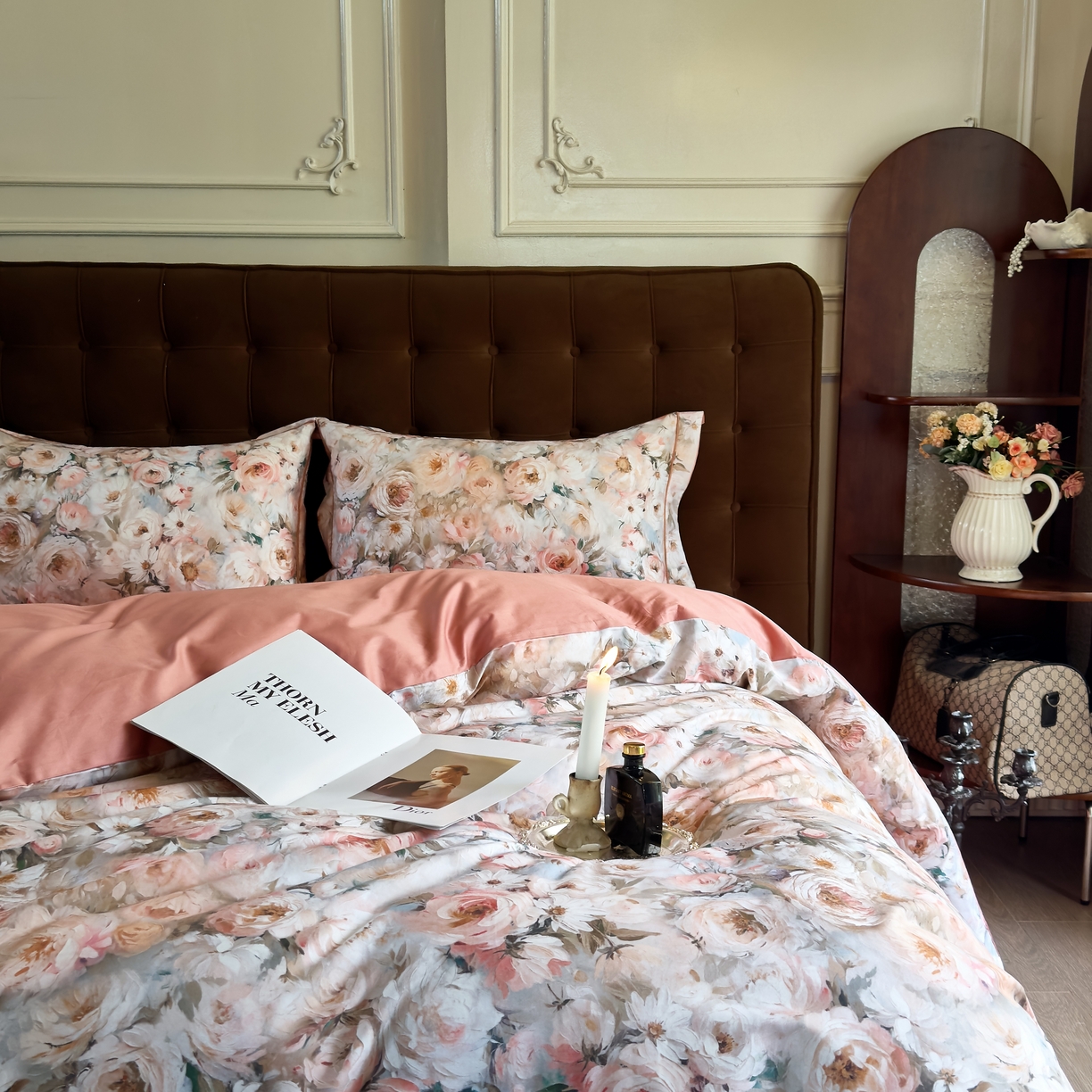 91家纺网 家纺一手货源 找家纺 由丽家纺 2025新款亲肤舒适全棉纯棉臻棉数码印花四件套系列 感棉-粉