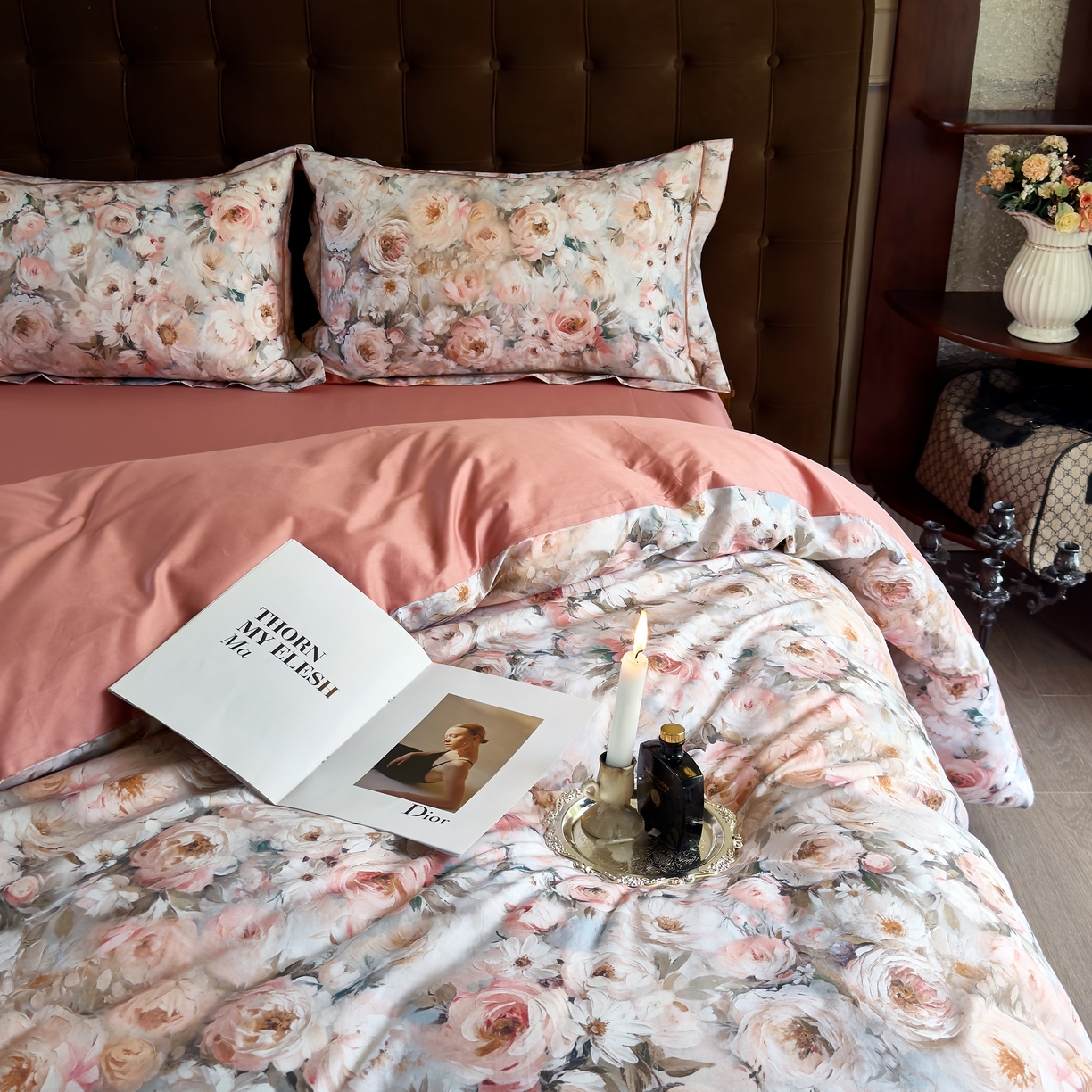 91家纺网 家纺一手货源 找家纺 由丽家纺 2025新款亲肤舒适全棉纯棉臻棉数码印花四件套系列 感棉-粉