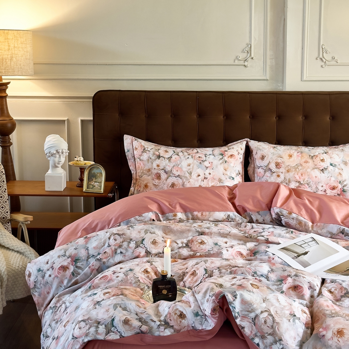 91家纺网 家纺一手货源 找家纺 由丽家纺 2025新款亲肤舒适全棉纯棉臻棉数码印花四件套系列 感棉-粉