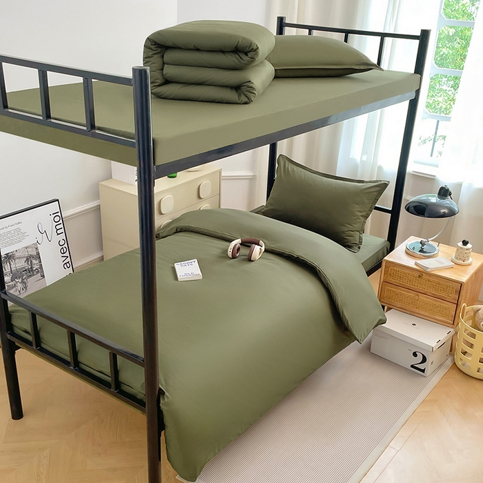 91家纺网 家纺一手货源 找家纺 （总）锦润家纺 2025新款13372全棉纯棉学生宿舍上下铺三件套和六件套