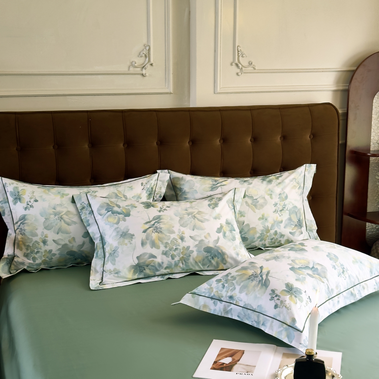 91家纺网 家纺一手货源 找家纺 由丽家纺 2025新款亲肤舒适全棉纯棉臻棉数码印花四件套系列 茂林-兰