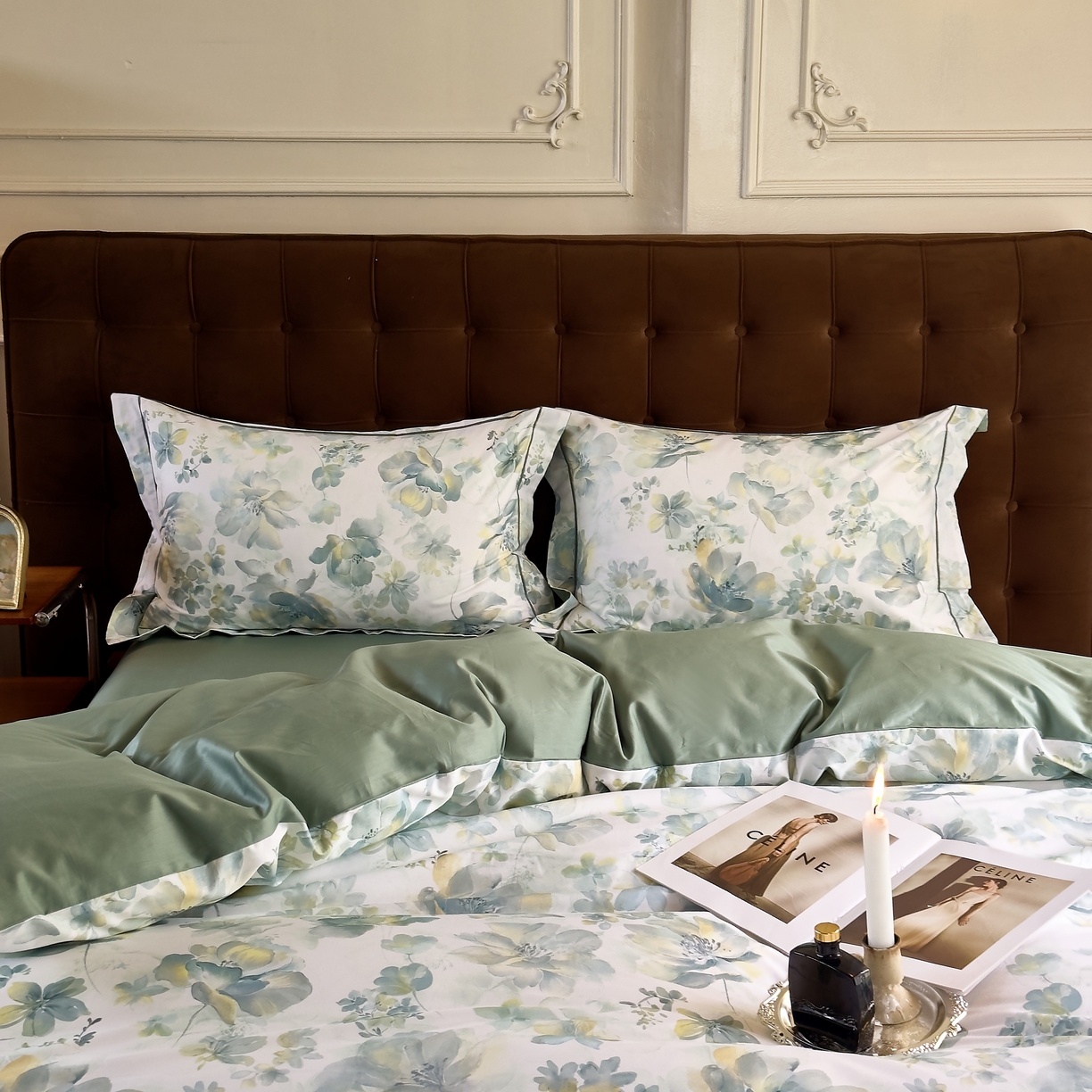 91家纺网 家纺一手货源 找家纺 由丽家纺 2025新款亲肤舒适全棉纯棉臻棉数码印花四件套系列 茂林-兰