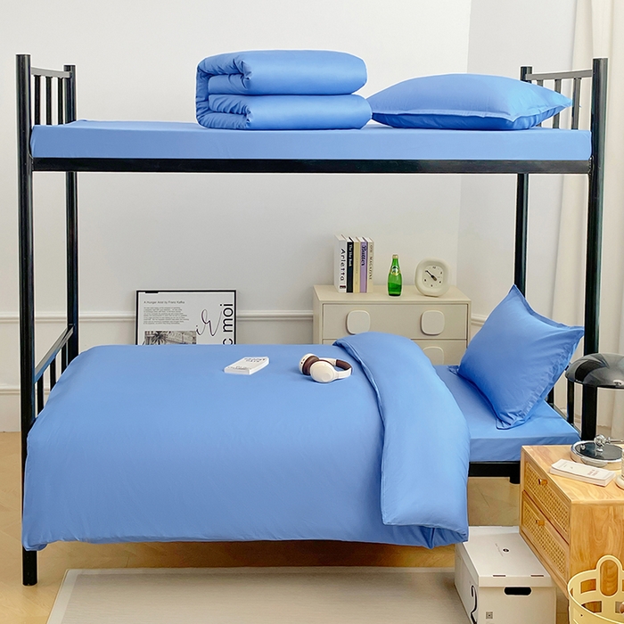 锦润家纺 2025新款13372全棉纯棉学生宿舍上下铺三件套和六件套 天空蓝