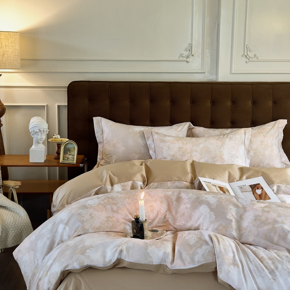 91家纺网 家纺一手货源 找家纺 由丽家纺 2025新款亲肤舒适全棉纯棉臻棉数码印花四件套系列 明羽-黄