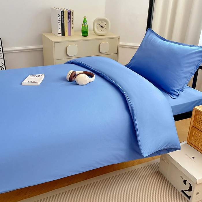 91家纺网 家纺一手货源 找家纺 锦润家纺 2025新款13372全棉纯棉学生宿舍上下铺三件套和六件套 天空蓝