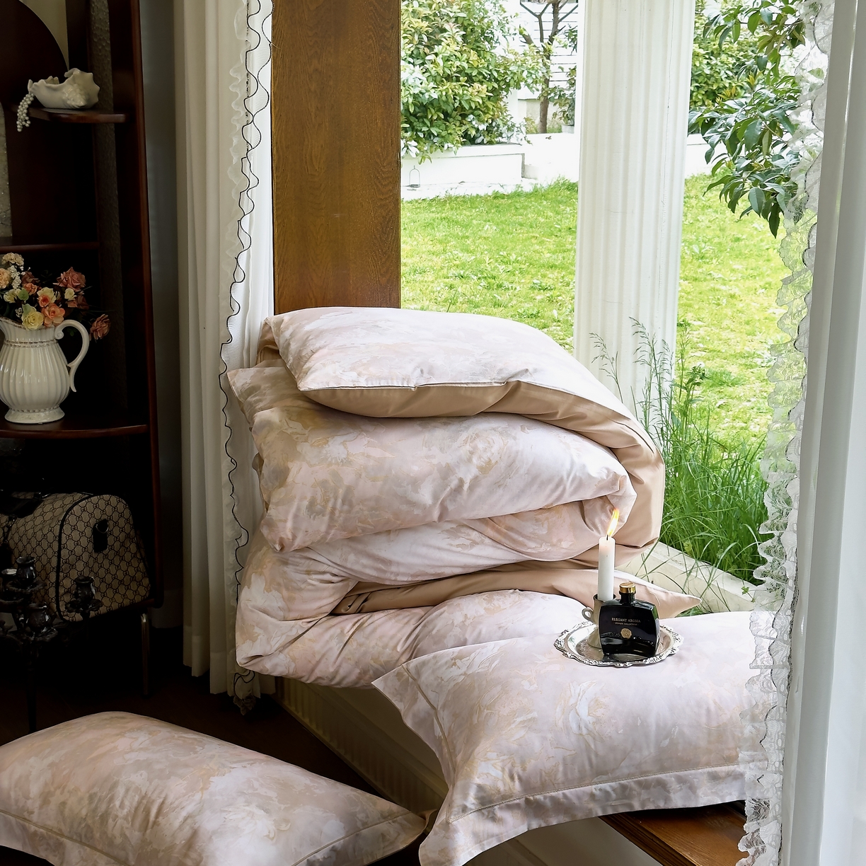 91家纺网 家纺一手货源 找家纺 由丽家纺 2025新款亲肤舒适全棉纯棉臻棉数码印花四件套系列 明羽-黄