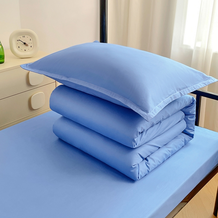 91家纺网 家纺一手货源 找家纺 锦润家纺 2025新款13372全棉纯棉学生宿舍上下铺三件套和六件套 天空蓝