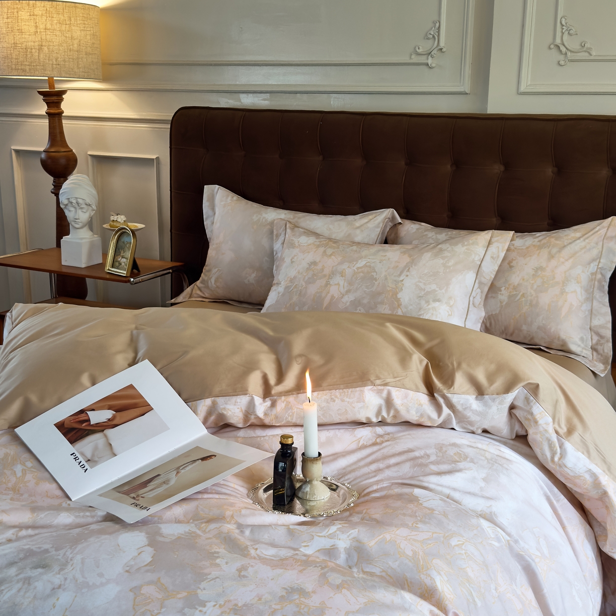 91家纺网 家纺一手货源 找家纺 由丽家纺 2025新款亲肤舒适全棉纯棉臻棉数码印花四件套系列 明羽-黄