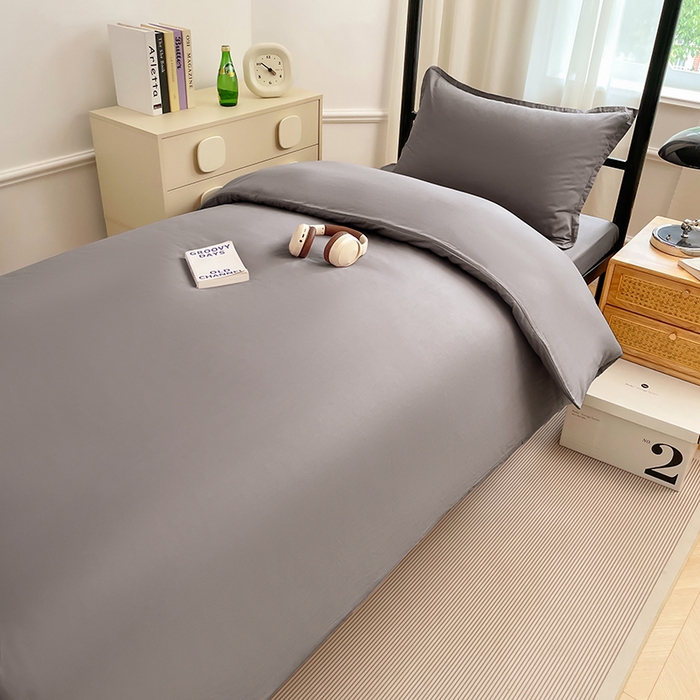 91家纺网 家纺一手货源 找家纺 锦润家纺 2025新款13372全棉纯棉学生宿舍上下铺三件套和六件套 银灰色