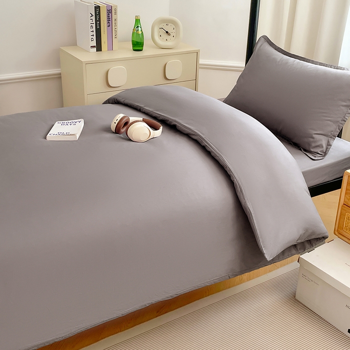 91家纺网 家纺一手货源 找家纺 锦润家纺 2025新款13372全棉纯棉学生宿舍上下铺三件套和六件套 银灰色