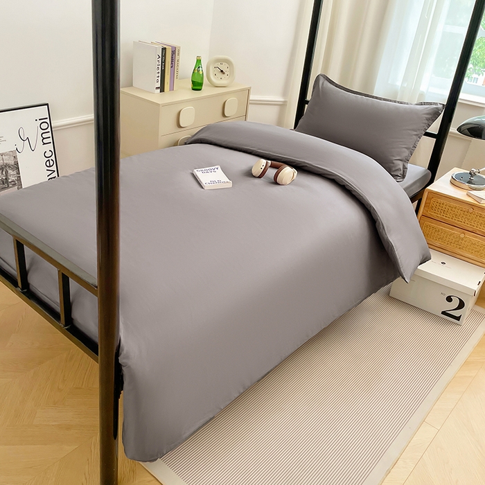 91家纺网 家纺一手货源 找家纺 锦润家纺 2025新款13372全棉纯棉学生宿舍上下铺三件套和六件套 银灰色